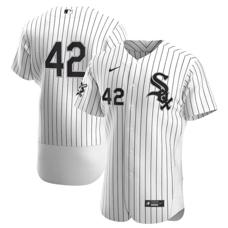 Mens Chicago White Sox #42 Nike White Black Home Jackie Robinson Day Authentic MLB Jerseys->chicago white sox->MLB Jersey